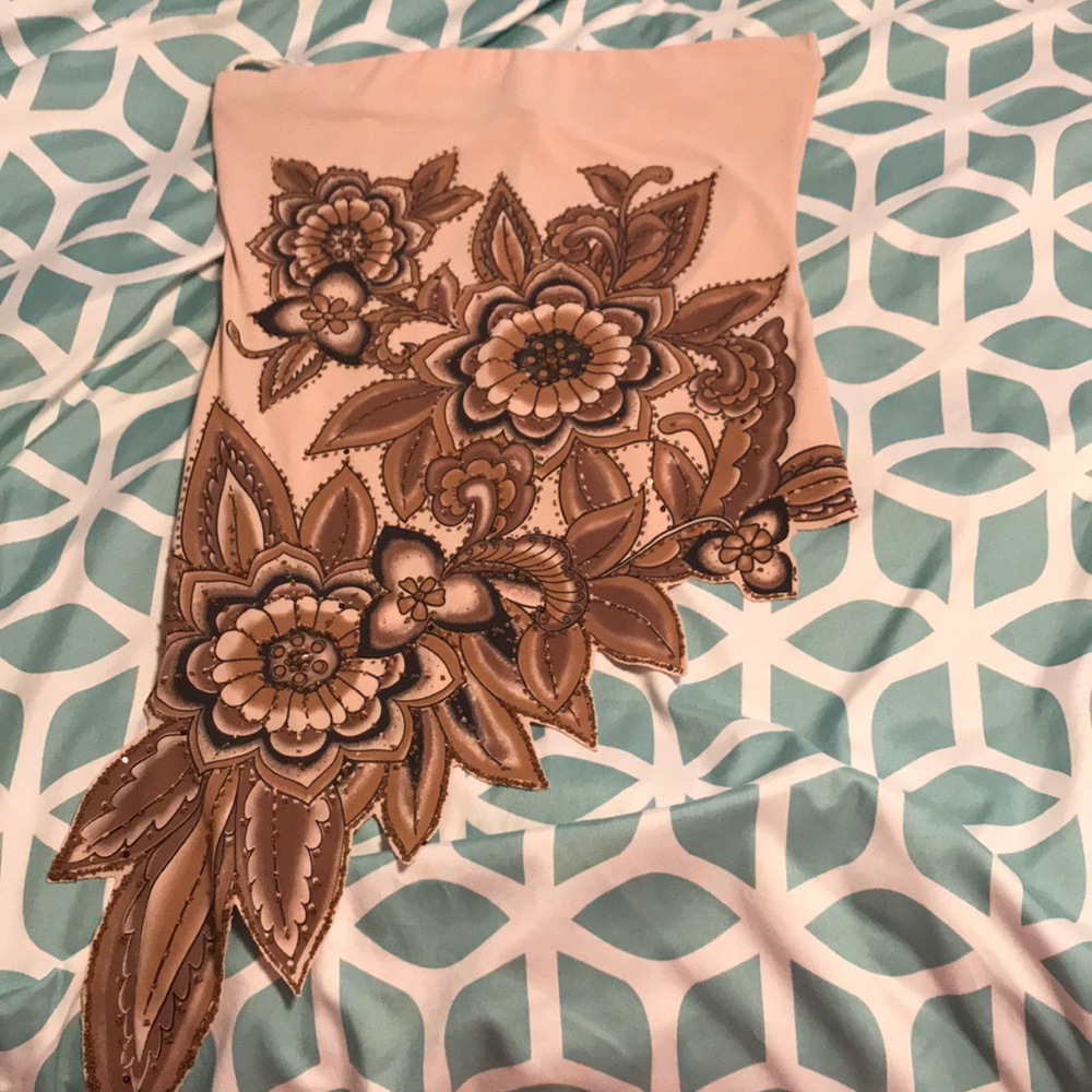 Asymmetrical floral tube top